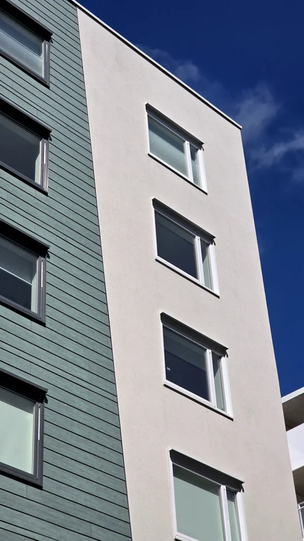 Detaljer i fasaden på Gartnerkvartalet på Løren i Oslo